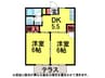 ｼﾃｨﾊｲﾂ葵 2DKの間取り