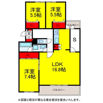 間取図 ﾘﾌﾞﾚｽ成田C