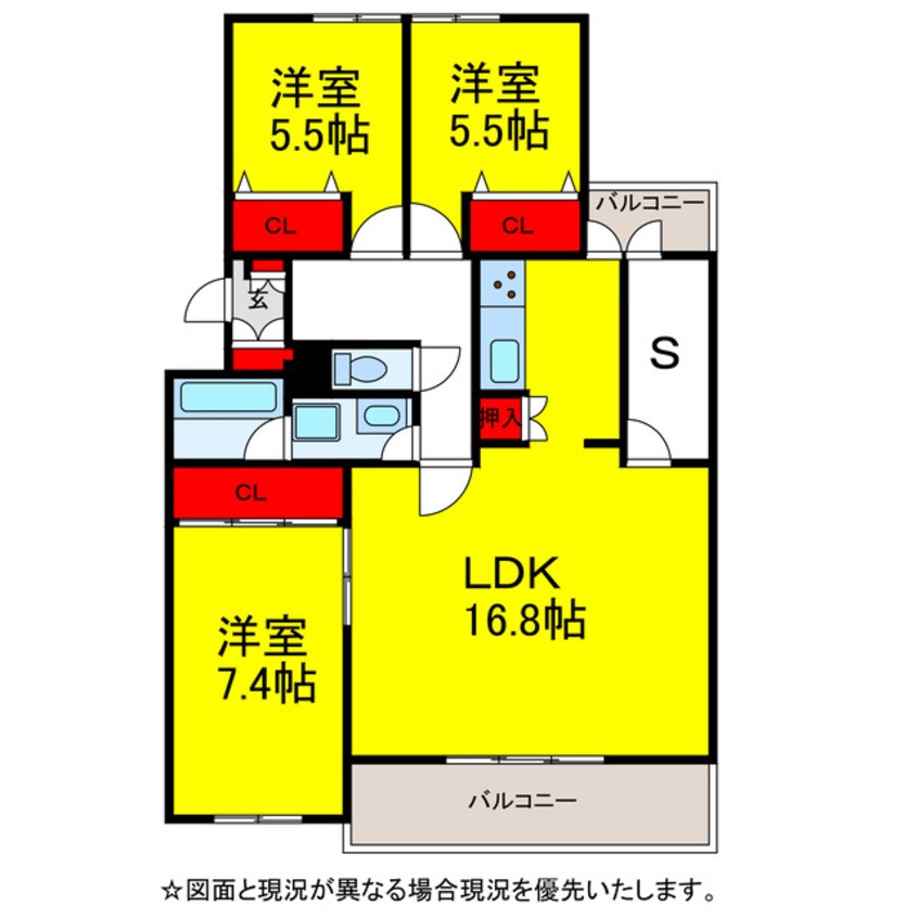 間取図 ﾘﾌﾞﾚｽ成田B-3