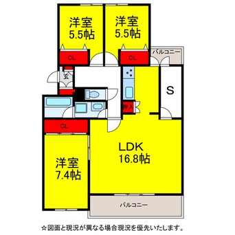 間取図 ﾘﾌﾞﾚｽ成田B-3