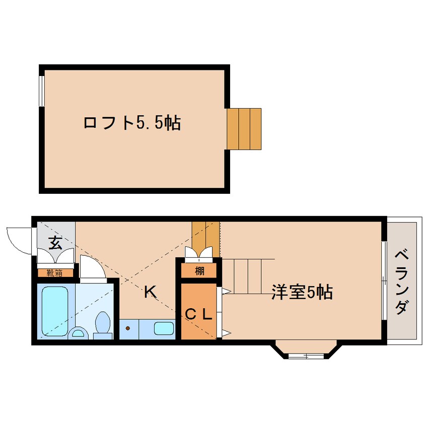 間取図 東海道本線/草薙駅 徒歩14分 1階 築36年