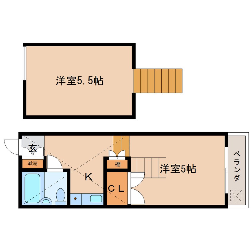 間取図 東海道本線/草薙駅 徒歩14分 1階 築35年