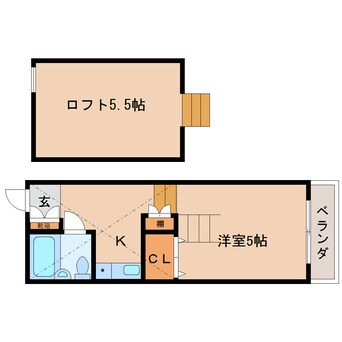 間取図 東海道本線/草薙駅 徒歩14分 2階 築36年