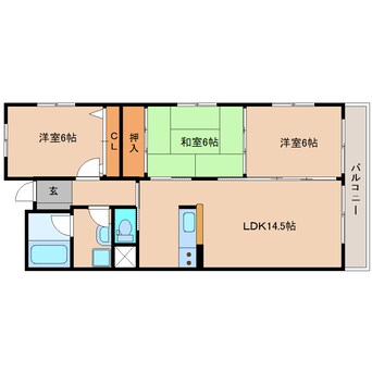 間取図 静岡鉄道静岡清水線/県総合運動場駅 徒歩14分 3階 築20年