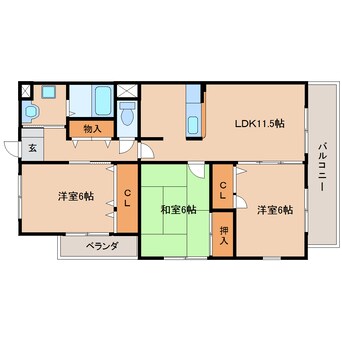 間取図 東海道本線/静岡駅 バス26分フレスポ静岡下車:停歩4分 2階 築18年