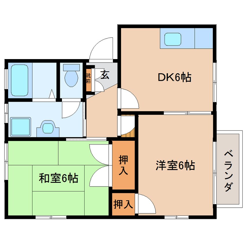 間取図 静岡鉄道静岡清水線/狐ケ崎駅 徒歩17分 2階 築30年