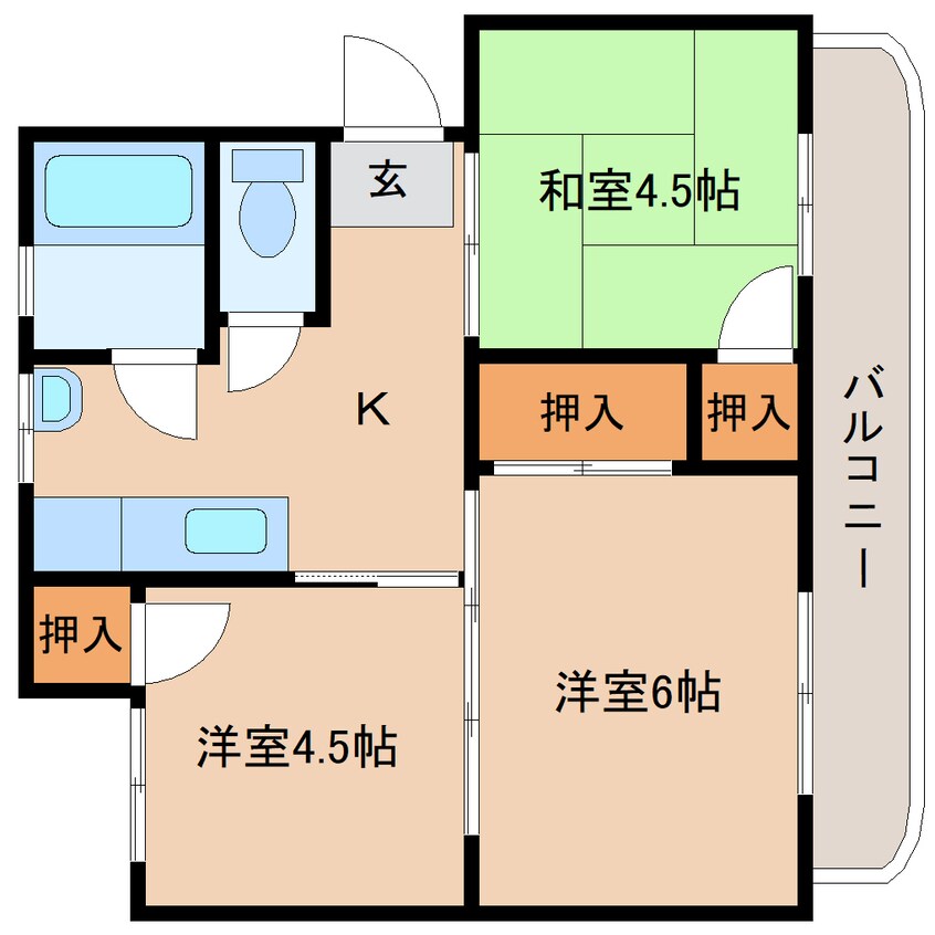 間取図 静岡鉄道静岡清水線/狐ケ崎駅 徒歩10分 3階 築51年