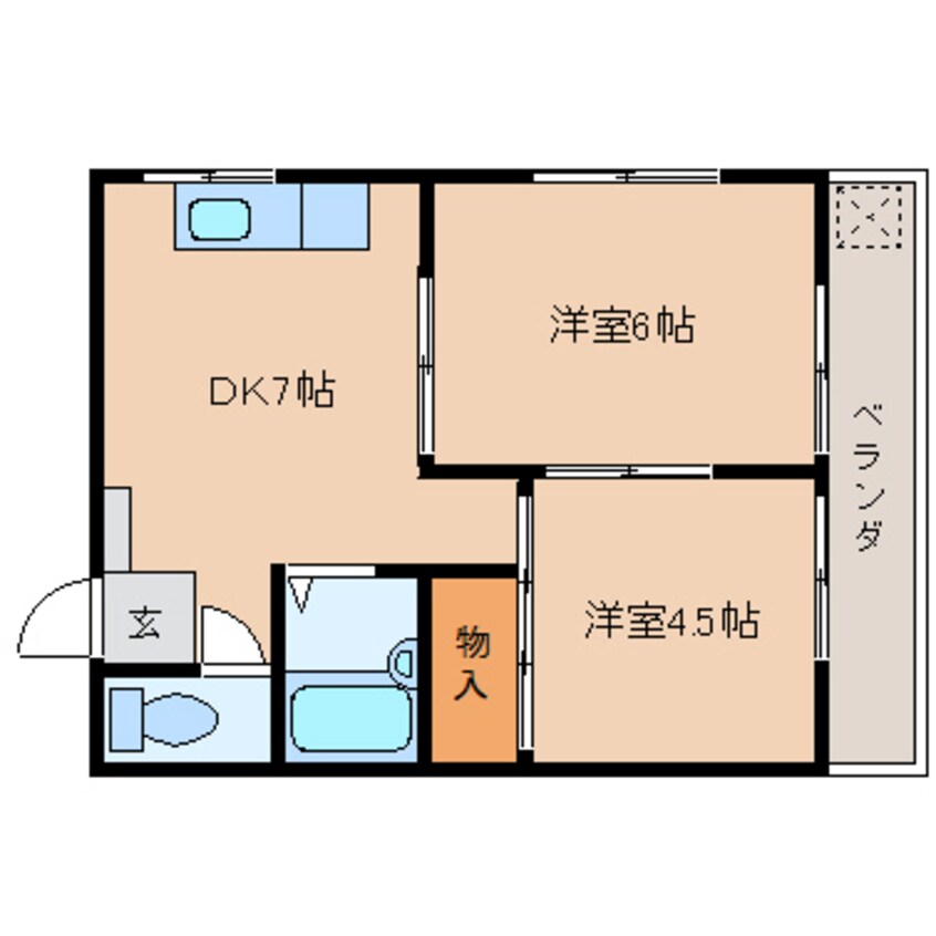 間取図 静岡鉄道静岡清水線/県総合運動場駅 徒歩10分 2階 築38年