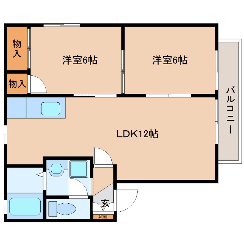 間取図 東海道本線/草薙駅 バス11分瀬名川北下車:停歩3分 2階 築25年