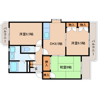 間取図 東海道本線/草薙駅 バス11分常葉短大入口下車:停歩1分 2階 築27年