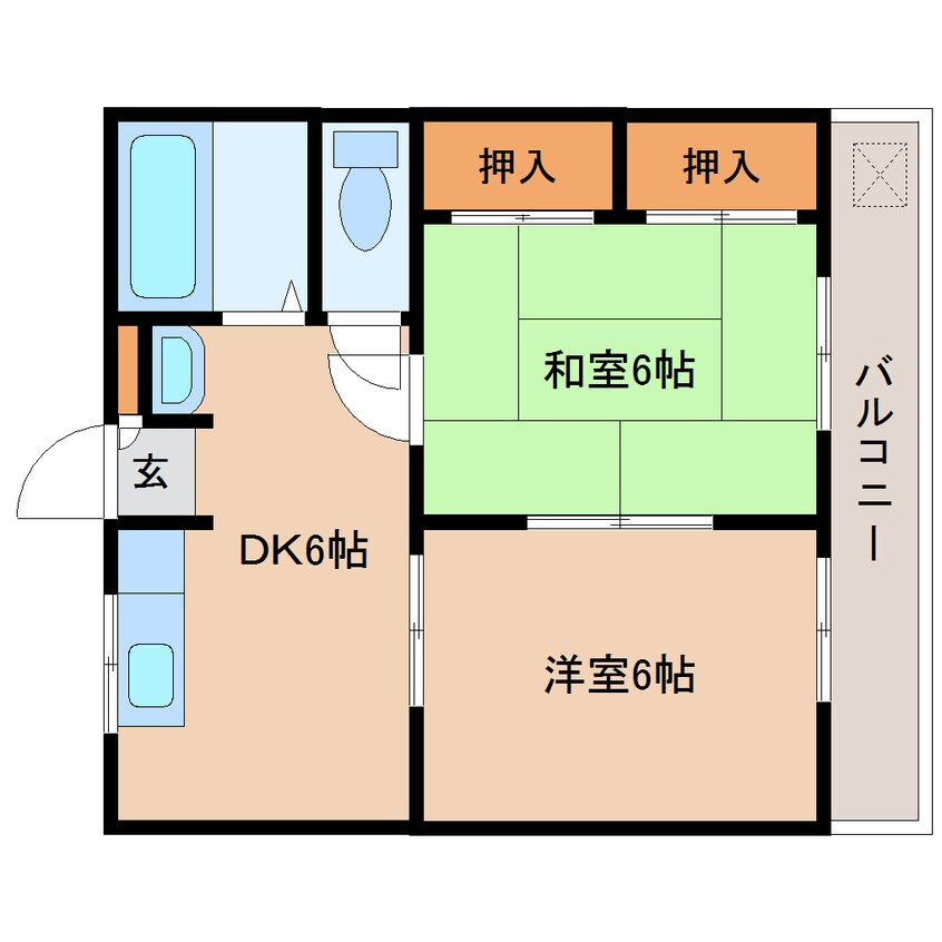 間取図 東海道本線/草薙駅 バス28分田ケ谷入口下車:停歩1分 2階 築36年