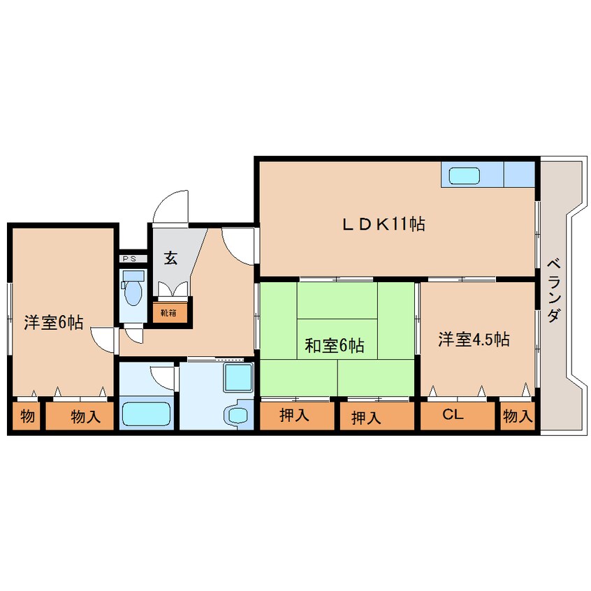 間取図 静岡鉄道静岡清水線/御門台駅 徒歩3分 1階 築22年