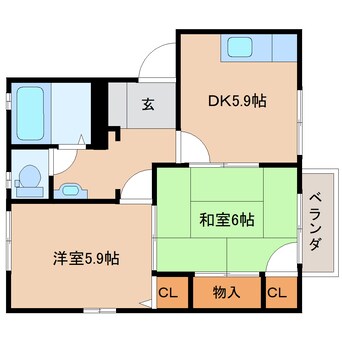 間取図 東海道本線/草薙駅 バス11分瀬名川北下車:停歩4分 2階 築27年