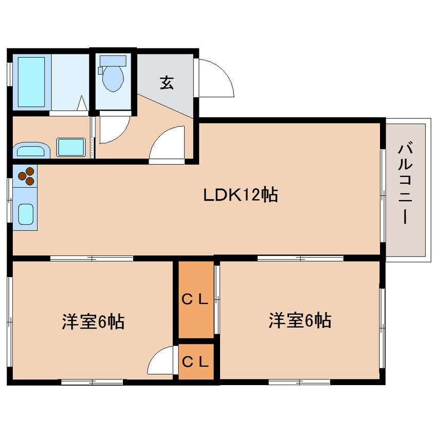 間取図 東海道本線/草薙駅 バス25分常葉短期大入口下車:停歩8分 2階 築30年