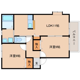 間取図 静岡鉄道静岡清水線/新静岡駅 バス22分東部団地入口下車:停歩5分 2階 築22年