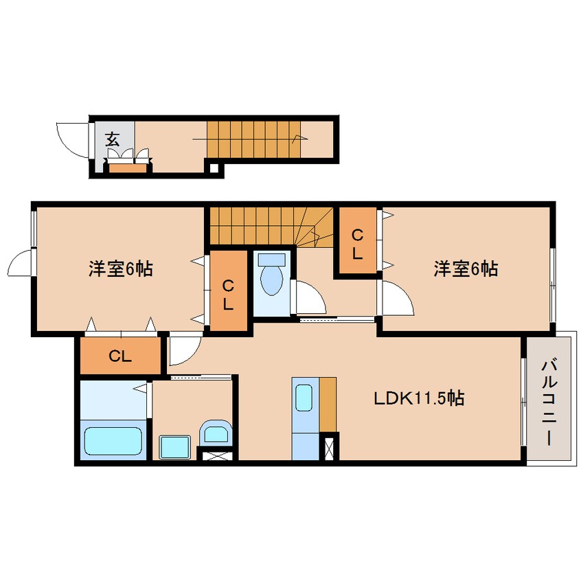 間取図 静岡鉄道静岡清水線/新静岡駅 バス22分南沼上下車:停歩2分 2階 築20年