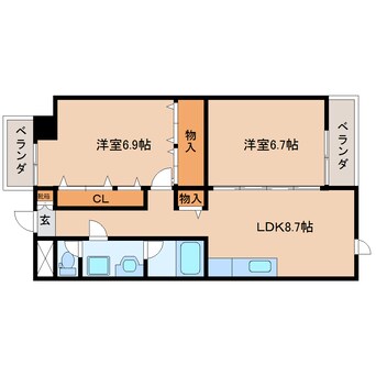 間取図 静岡鉄道静岡清水線/県総合運動場駅 徒歩5分 3階 築23年