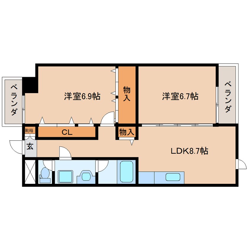 間取図 静岡鉄道静岡清水線/県総合運動場駅 徒歩5分 3階 築23年