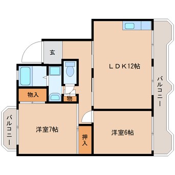 間取図 東海道本線/静岡駅 バス22分南瀬名町下車:停歩9分 3階 築33年