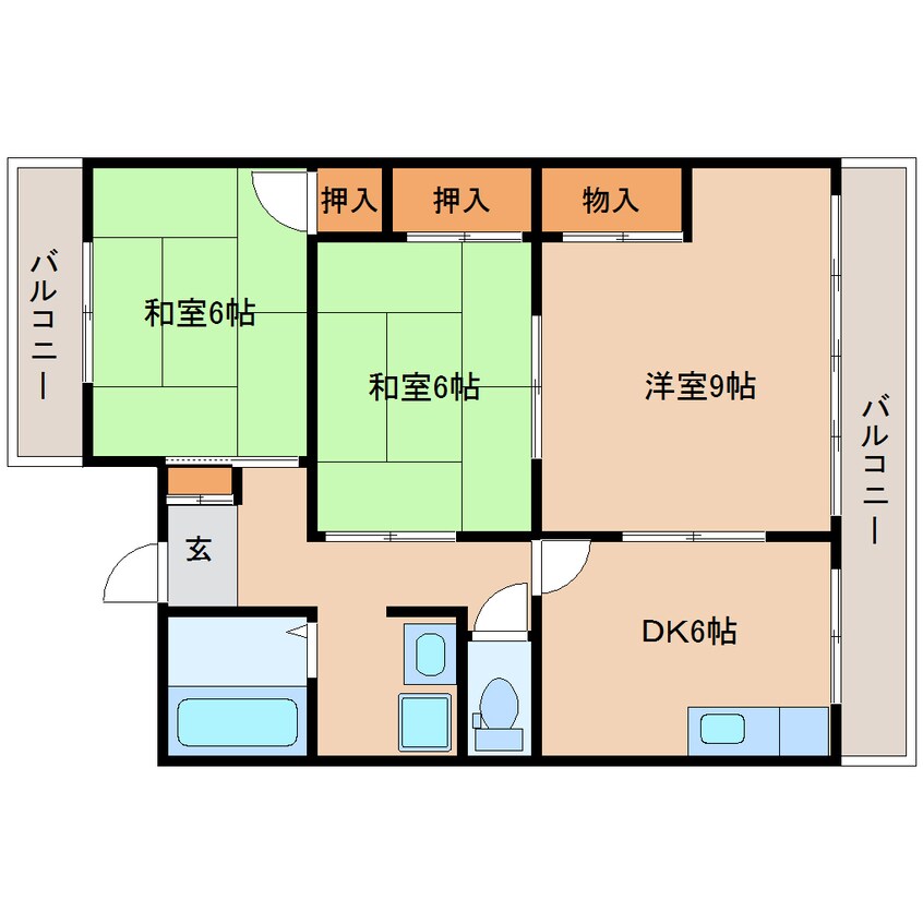 間取図 東海道本線/草薙駅 徒歩14分 1階 築29年