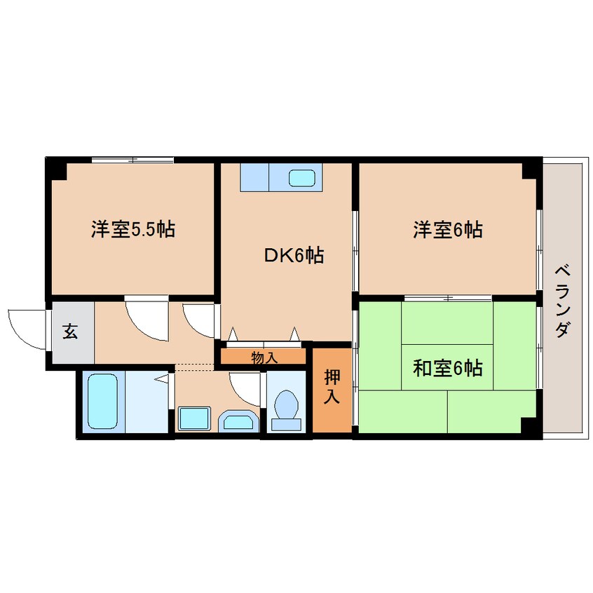 間取図 東海道本線/草薙駅 バス11分常葉短大入口下車:停歩11分 2階 築31年