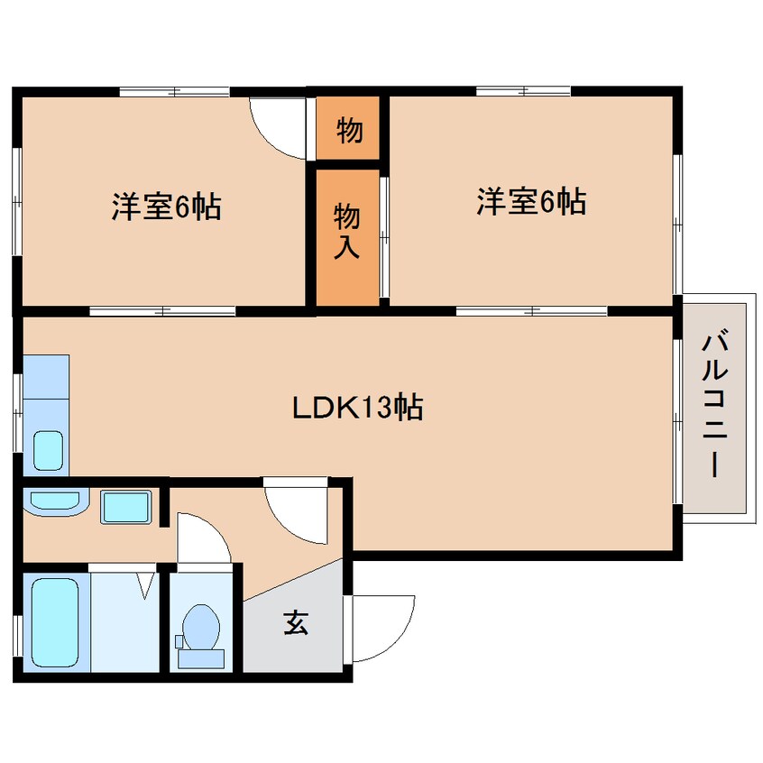 間取図 東海道本線/静岡駅 バス35分常葉短大入口下車:停歩3分 2階 築30年