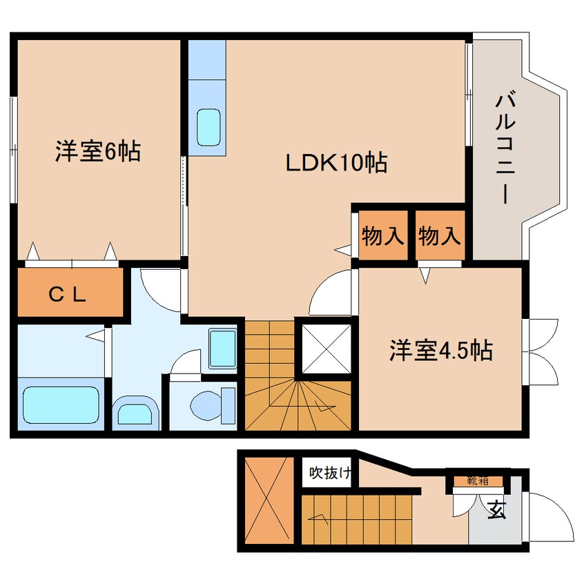 間取図 東海道本線/草薙駅 徒歩19分 2階 築28年