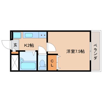 間取図 東海道本線/草薙駅 徒歩10分 2階 築30年
