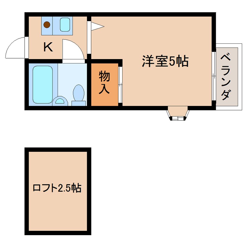 間取図 静岡鉄道静岡清水線/県総合運動場駅 徒歩8分 2階 築34年