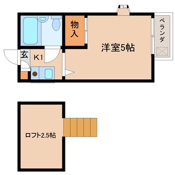 間取図 静岡鉄道静岡清水線/県総合運動場駅 徒歩8分 1階 築34年