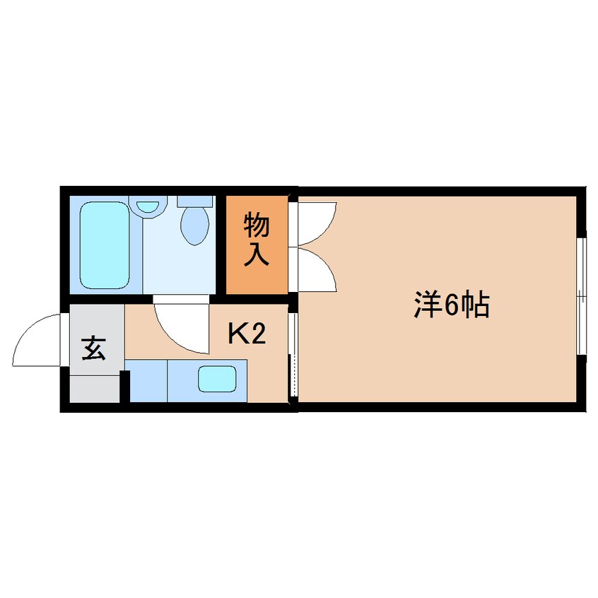 間取図 静岡鉄道静岡清水線/草薙駅 徒歩7分 2階 築39年