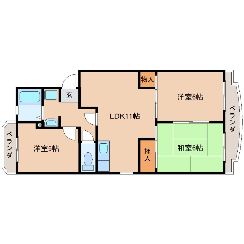 間取図 静岡鉄道静岡清水線/新静岡駅 バス22分東部団地下車:停歩9分 3階 築32年