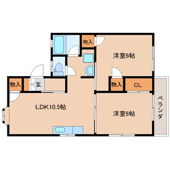 間取図 東海道本線/静岡駅 バス24分中央町下車:停歩3分 2階 築37年