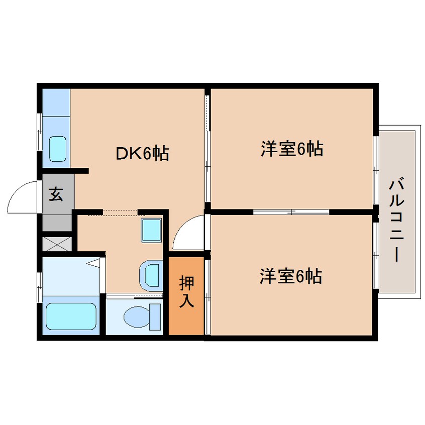 間取図 静岡鉄道静岡清水線/草薙駅 徒歩12分 2階 築26年