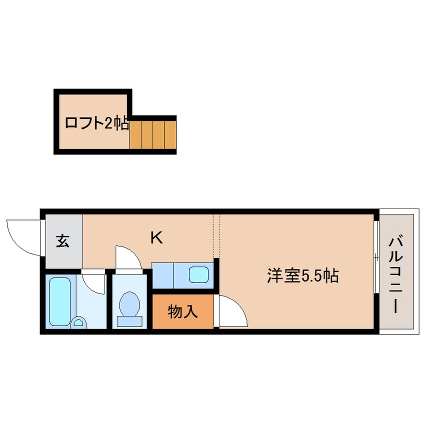 間取図 静岡鉄道静岡清水線/御門台駅 徒歩3分 2階 築33年