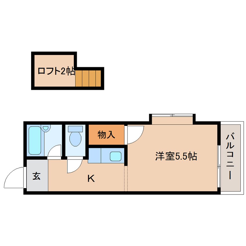 間取図 静岡鉄道静岡清水線/御門台駅 徒歩3分 2階 築33年