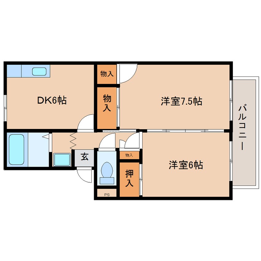 間取図 静岡鉄道静岡清水線/御門台駅 徒歩16分 2階 築37年