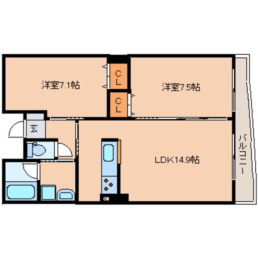 間取図 東海道本線/東静岡駅 徒歩14分 6階 築18年