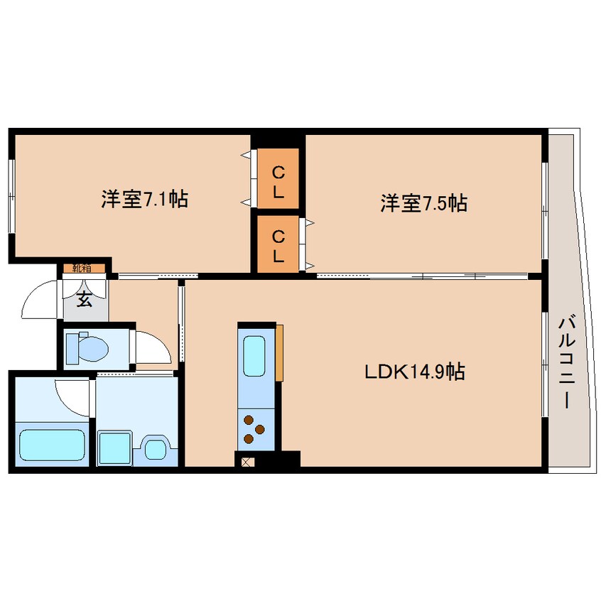 間取図 東海道本線/東静岡駅 徒歩14分 5階 築18年