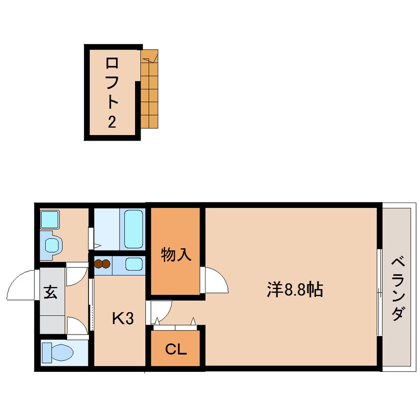 間取図 東海道本線/草薙駅 バス12分東瀬名町下車:停歩6分 3階 築12年