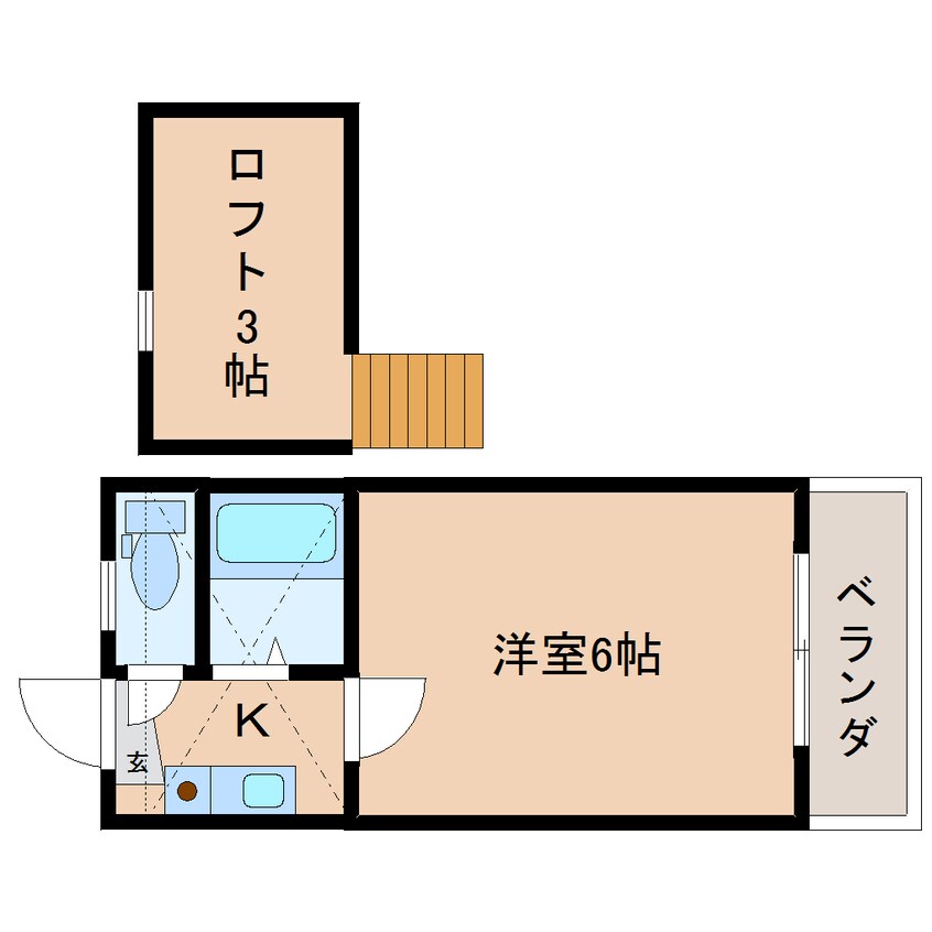 間取図 静岡鉄道静岡清水線/御門台駅 徒歩8分 2階 築36年