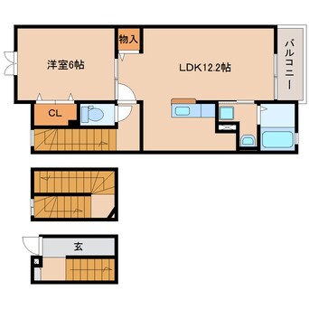 間取図 静岡鉄道静岡清水線/狐ケ崎駅 徒歩15分 3階 築12年