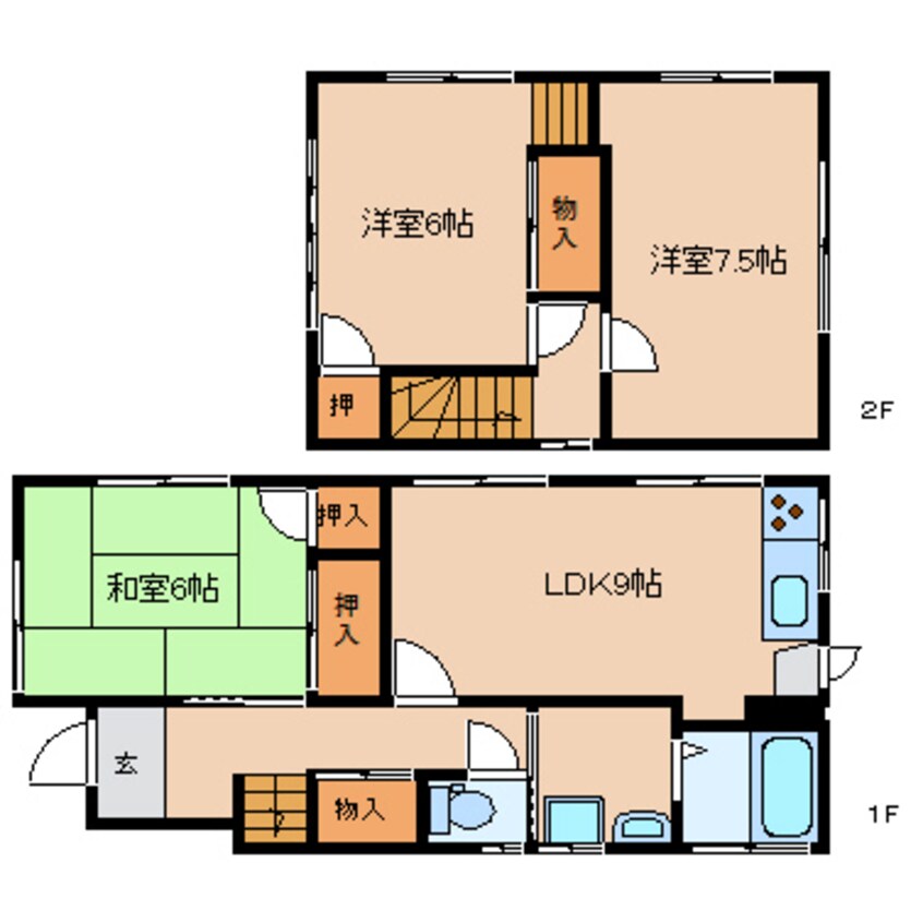 間取図 東海道本線/静岡駅 バス24分鳥坂営業所下車:停歩6分 1-2階 築48年