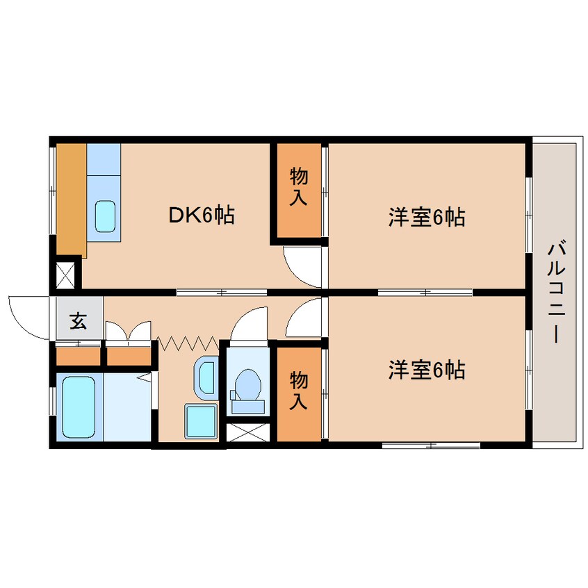 間取図 東海道本線/草薙駅 徒歩8分 2階 築39年