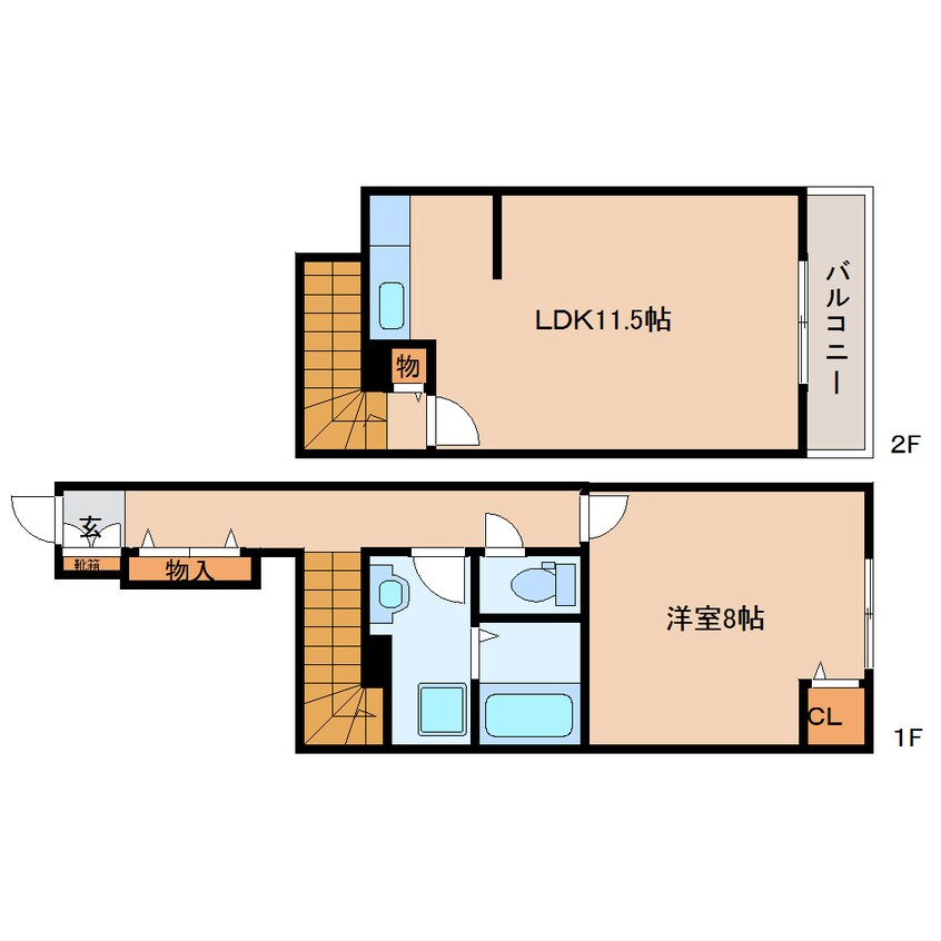 間取図 東海道本線/静岡駅 バス28分東高前下車:停歩8分 1-2階 築13年
