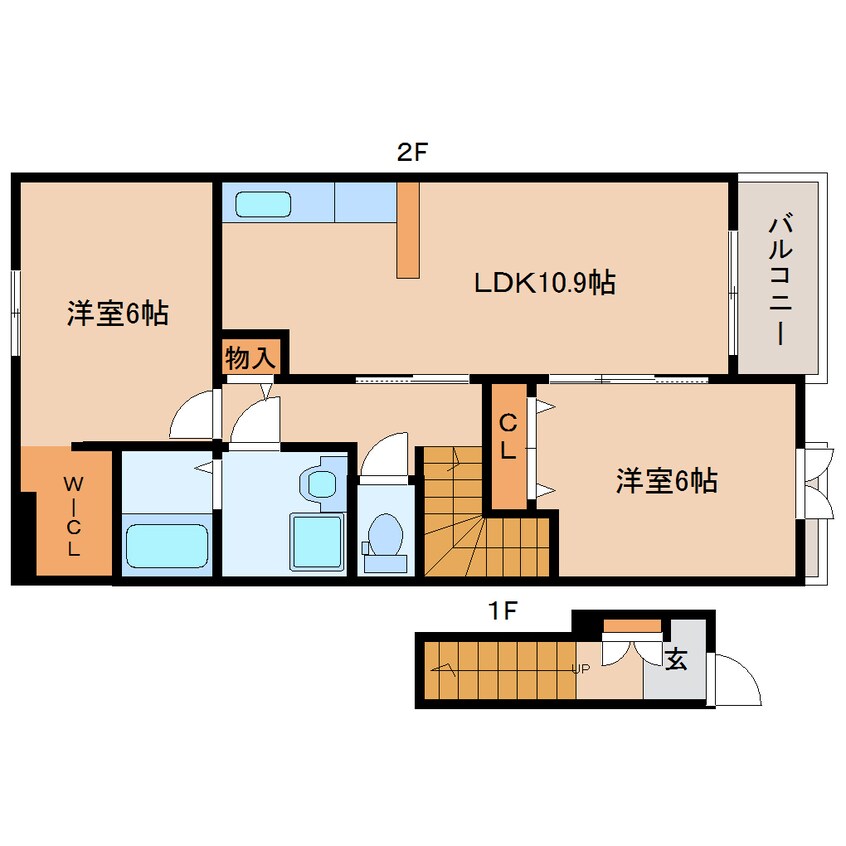 間取図 東海道本線/草薙駅 バス18分瀬名新田下下車:停歩4分 2階 築12年
