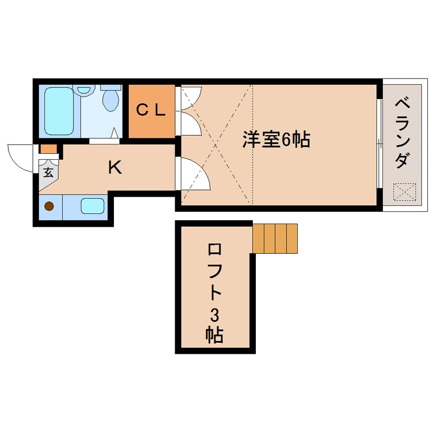 間取図 静岡鉄道静岡清水線/御門台駅 徒歩7分 2階 築34年