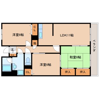 間取図 静岡鉄道静岡清水線/県総合運動場駅 徒歩12分 1階 築26年