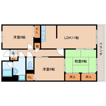 間取図 静岡鉄道静岡清水線/県総合運動場駅 徒歩12分 3階 築26年