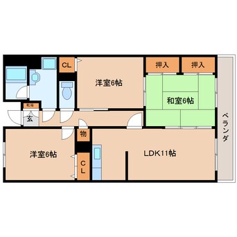 間取図 静岡鉄道静岡清水線/県総合運動場駅 徒歩12分 2階 築26年